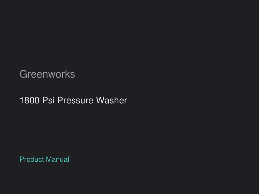 Greenworks 1800 Psi Pressure Washer