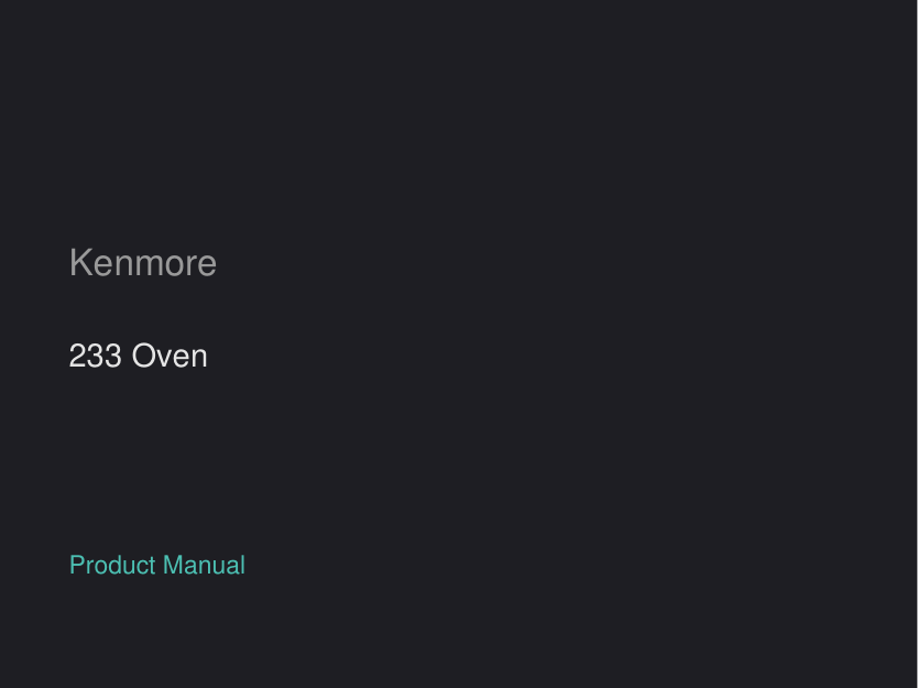 Kenmore 233 Range Hood