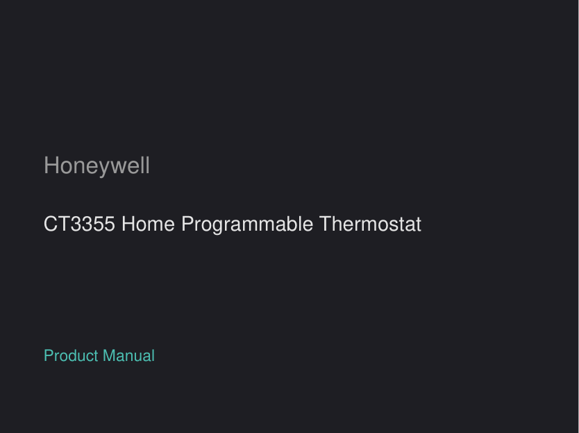 Honeywell CT3355 Home Programmable Thermostat