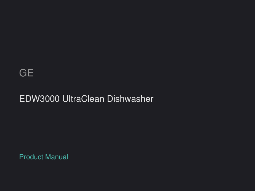 GE EDW3000 UltraClean Dishwasher
