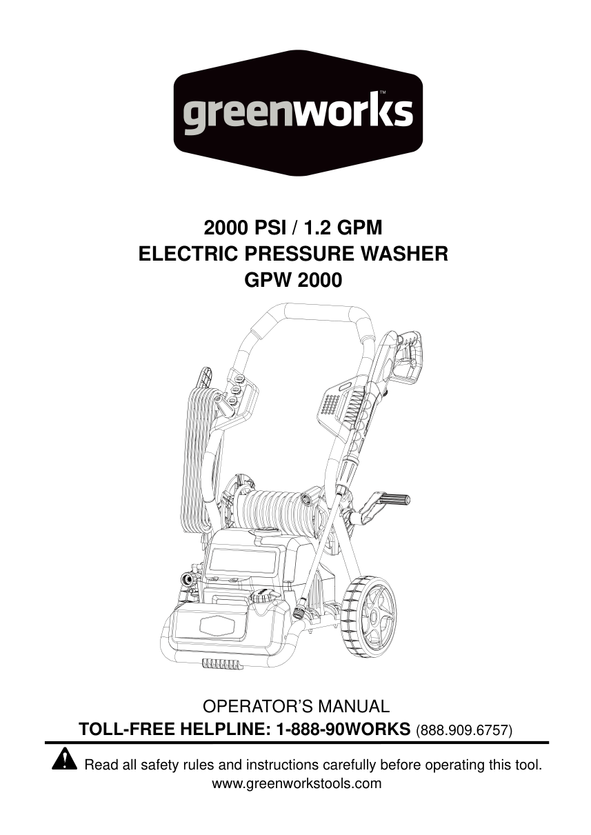 Greenworks GPW2000 Pressure Washer