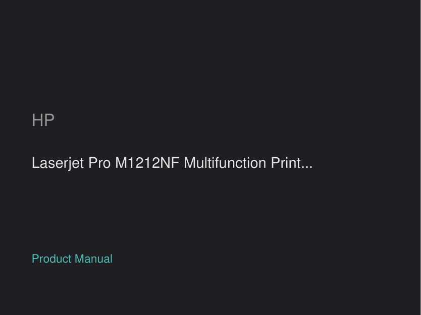 HP Laserjet Pro M1212NF Multifunction Printer
