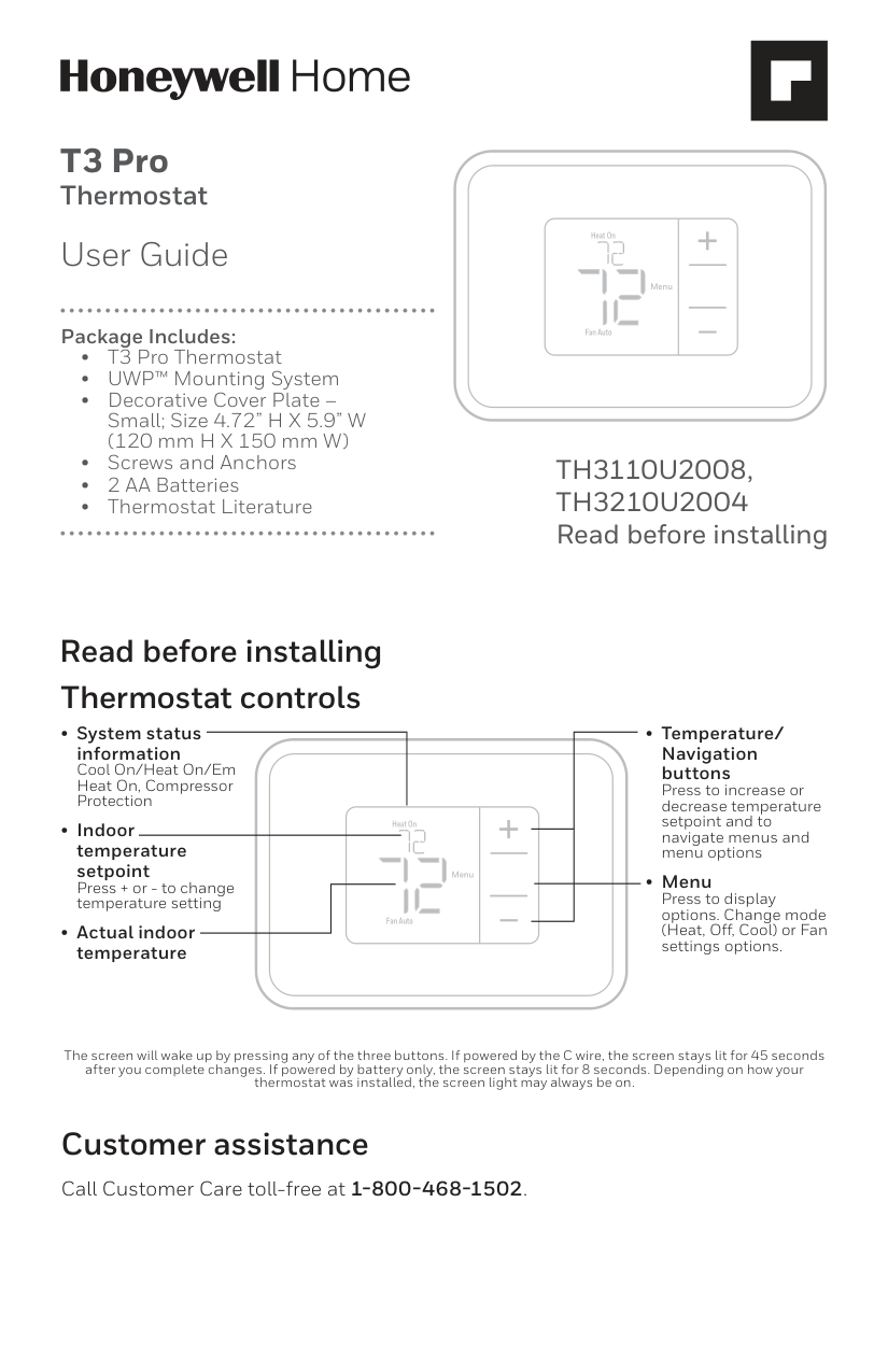 Honeywell TH3110U2008 Thermostat