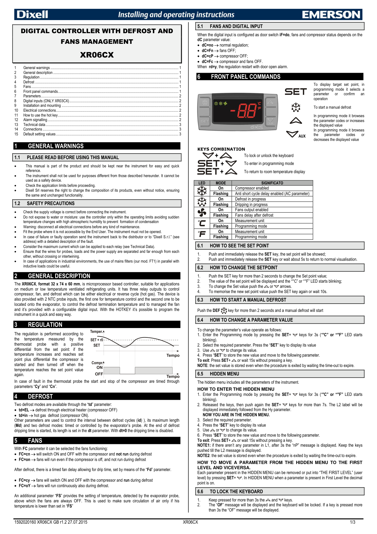 Dixell XR06CX Temperature Controller